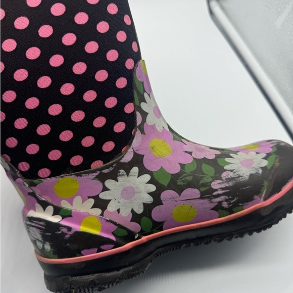 Bogs Girls Classic Flowers Dots Pink Insulated Snow Winter Boots Size 3 - Picture 9 of 16